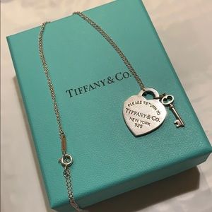Tiffany & Co. Silver Heart and Key Necklace